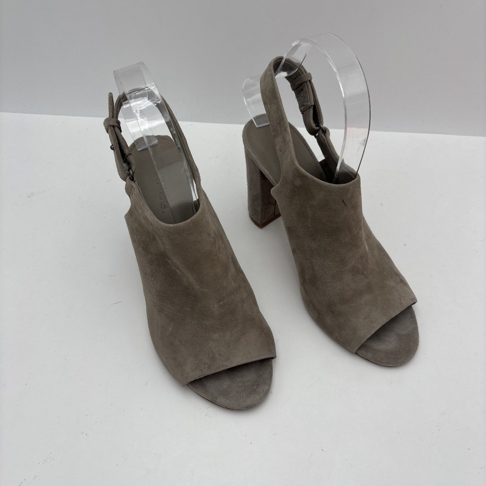 Vince Peep Toe Sandal Bootie Gray Block Heel Sling back Leather Size 6.5